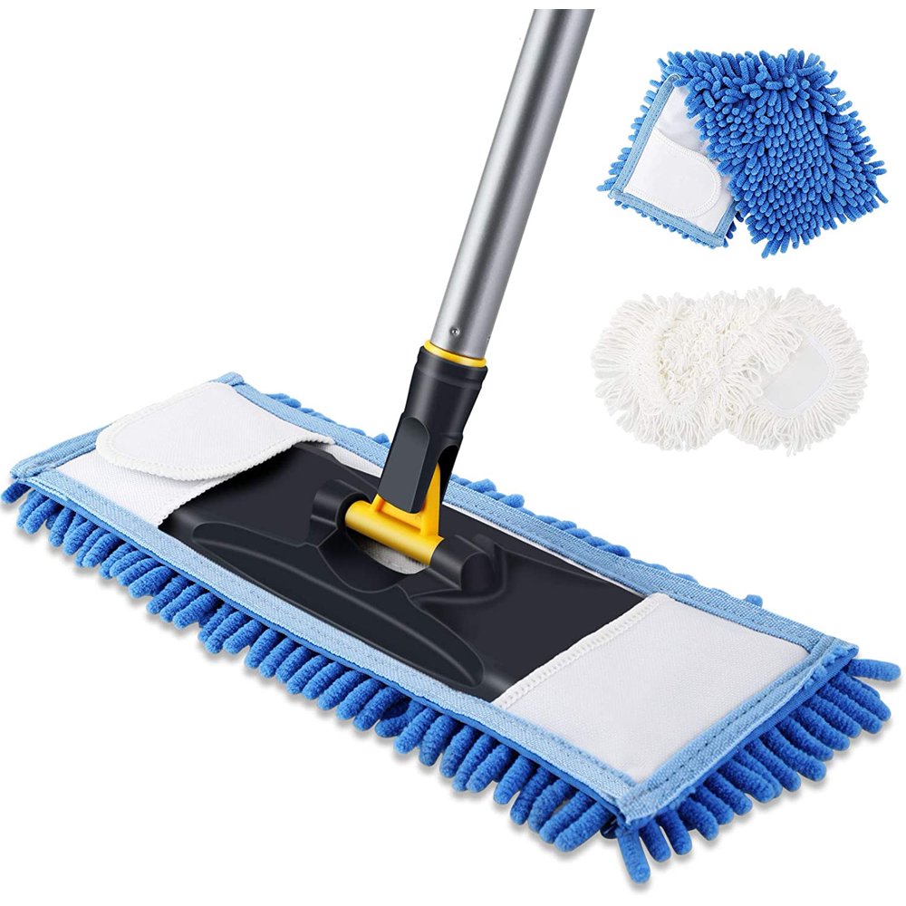 Eyliden Dust Mop DualAction Microfiber Mop with 1 Chenille 1 Cotton
