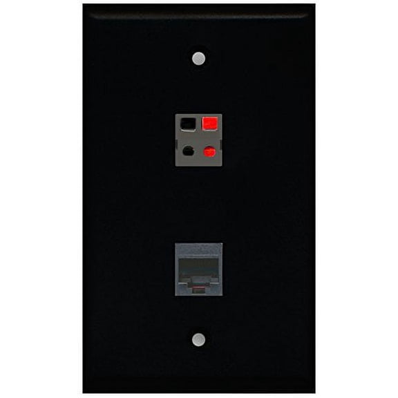 RiteAV - Black 1 Port Phone Black 1 Port Speaker Wall Plate