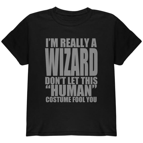 Halloween Human Wizard Costume Youth T Shirt Black YLG