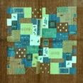 thumbnail image 1 of Ahgly Company Indoor Square Abstract Turquoise Blue Contemporary Area Rugs, 6' Square, 1 of 4