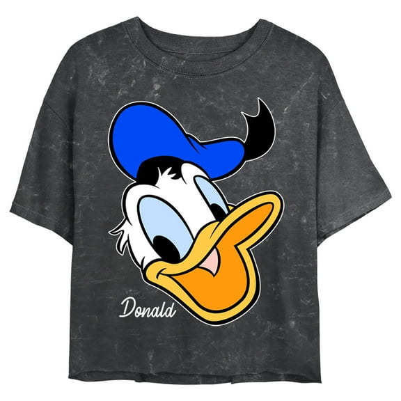 Junior's Mickey & Friends Donald Duck Big Face Crop Graphic Tee Black X Large