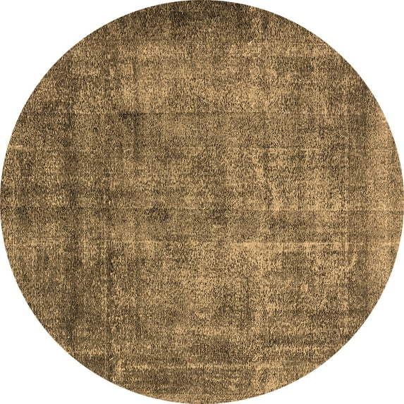 Ahgly Company Indoor Round Oriental Brown Industrial Area Rugs, 7' Round