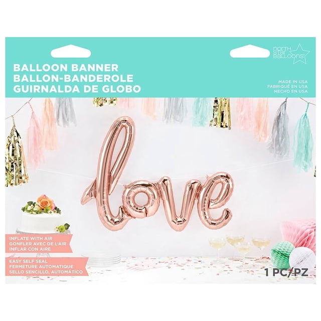 Globos North Star Balloons 40' Love Oro Rosado