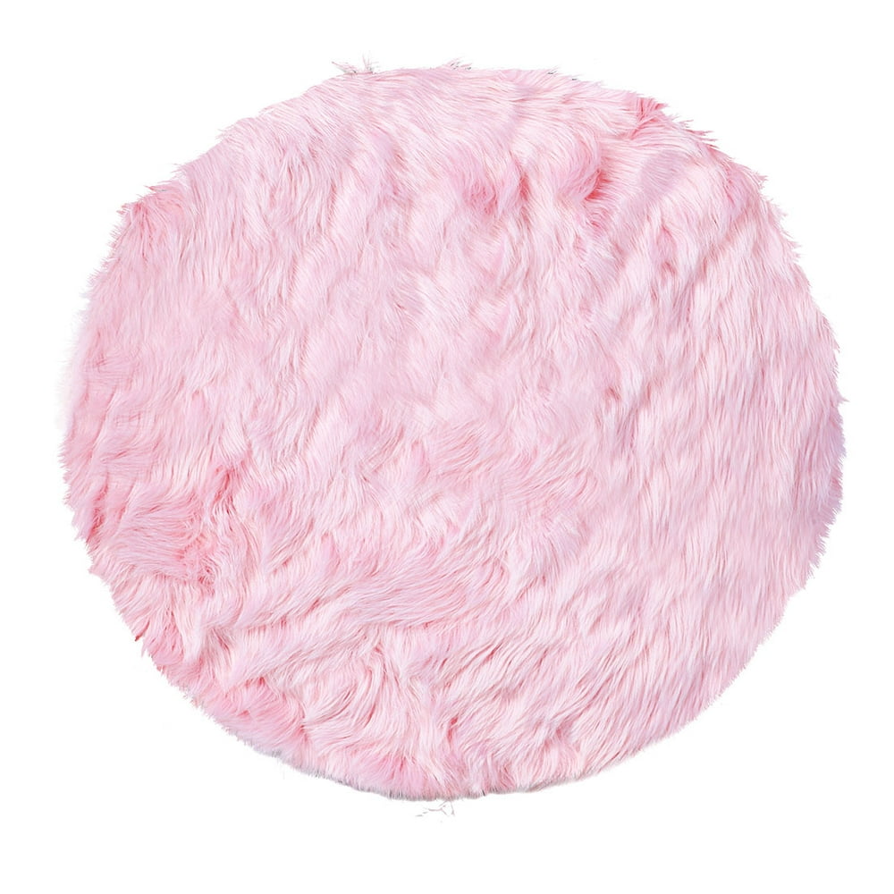 Faux Fur Sheepskin Plush Area Rug Light Pink 3x3 Feet Round Walmart