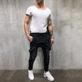 thumbnail image 4 of MHFRRA Mens Bootcut Jeans Men's Overall Casual Jumpsuit Jeans Wash Broken Pocket Trousers Suspender Pants Size XL, 4 of 8
