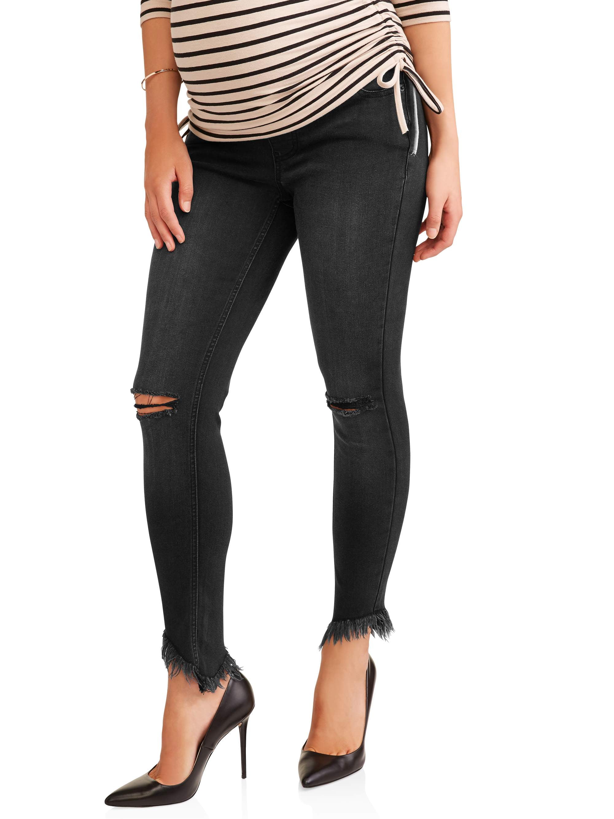 maternity black ripped skinny jeans