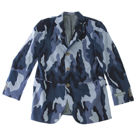 Hickey Freeman Navy - HICKEY FREEMAN Boy's Camo Triple Button Blazer Sz 10 Blue