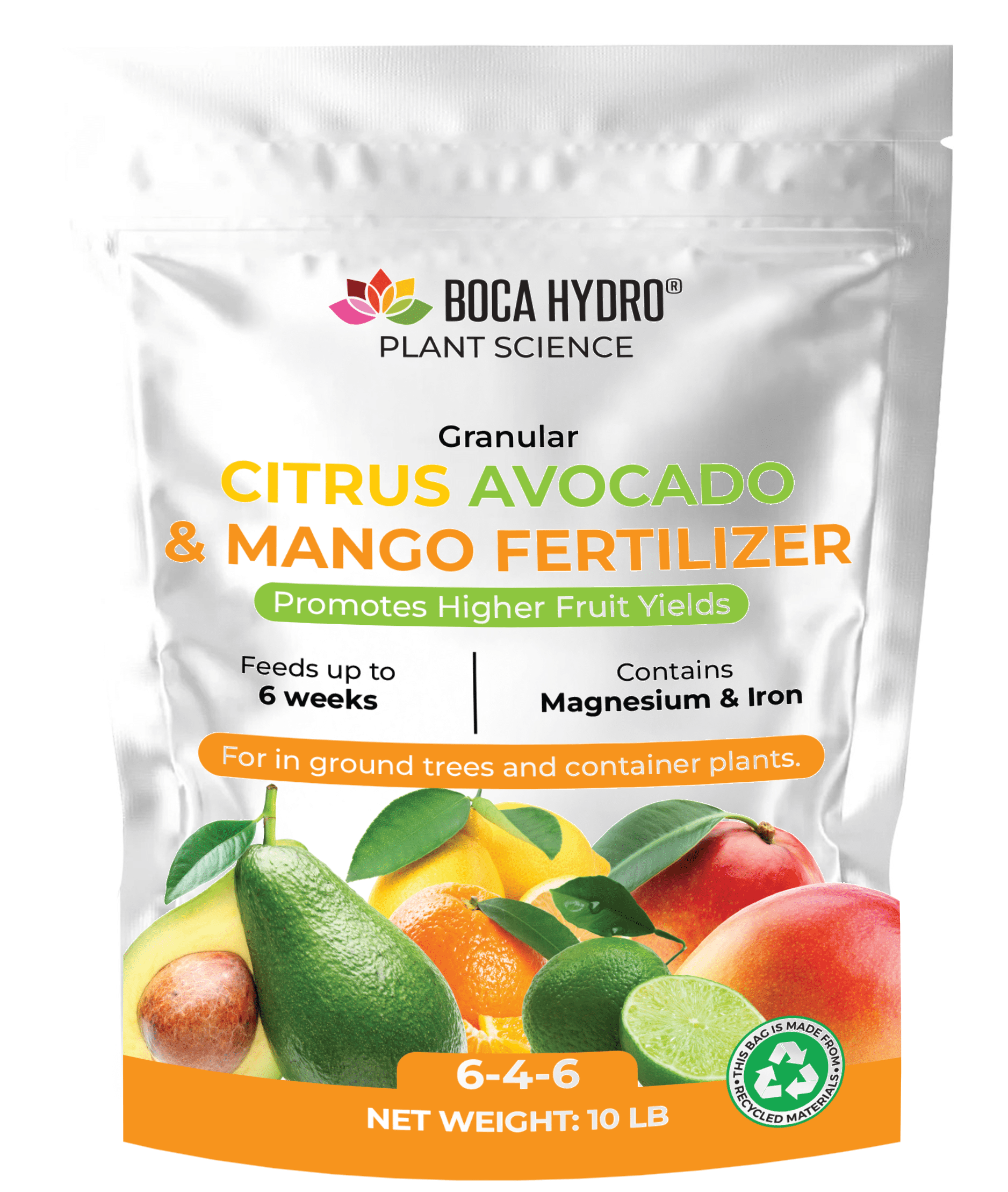 Boca Hydro Citrus, Avocado & Mango Granular Fertilizer 6-4-6 + 11.5% Calcium | Premium Tropical Fruit Tree Food for Citrus, Mango, Avocado, Banana, Papaya, Guava | Slow Release 6 Week Formula