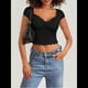 thumbnail image 4 of Camisetas de Mujer, Tops de Verano 2025, Cuello Cuadrado, Corta, Ajustadas, Ropa para Hacer Ejercicio en el Gimnasio. Negro S, 4 of 9