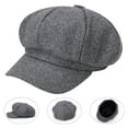 thumbnail image 4 of ruhuadgb Wide Brim Sunscreen Beret Hat Skin-Touch Retro Octagonal Painter Woolen Hat for Fall Winter, 4 of 8