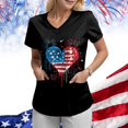 thumbnail image 2 of GEWSEY Womens Heart Printed Animals Nurse Uniforms 2026 Scrub Tops for Women, Short Sleeve V Neck Scrub Shirt with Pockets (Black, 3XL), 2 of 8