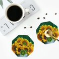 thumbnail image 4 of Naloa Sunflowers in Bucket Leather Coasters for Drinks, Durable Drink Coasters 4 Set for Tabletop Protection, Luxurious Home Décor and Housewarming Gift ( {designName})Octagon, 4 of 6