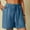 Navy, variant on LADIGASU Women's Linen Shorts Solid Color Comfortable Elastic Wide Leg Casual Shorts