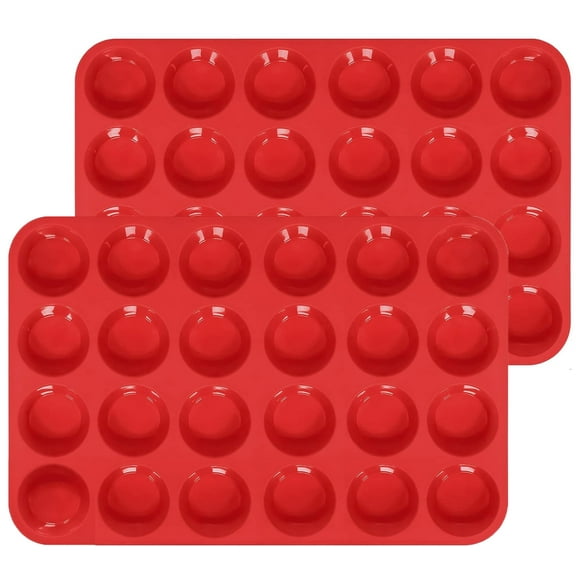2 Pack Mini Muffin Tray,Bexikou 24 Cups Silicone Muffins Pan,Non-Stick Cupcake Tin,Silicone Mould Bakeware,Reusable Baking Case for Mini Mince Pie, Cupcakes, Oven Dishwasher Safe