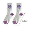 thumbnail image 6 of Opvise Winter Socks 1 Pair Mid-calf Socks Korean Heart Embroidery Kawaii Hip Hop Color Matching Anti-slip Soft No Odor Sweat Absorption Lady Four Seasons Sports Socks Purple1, 6 of 8
