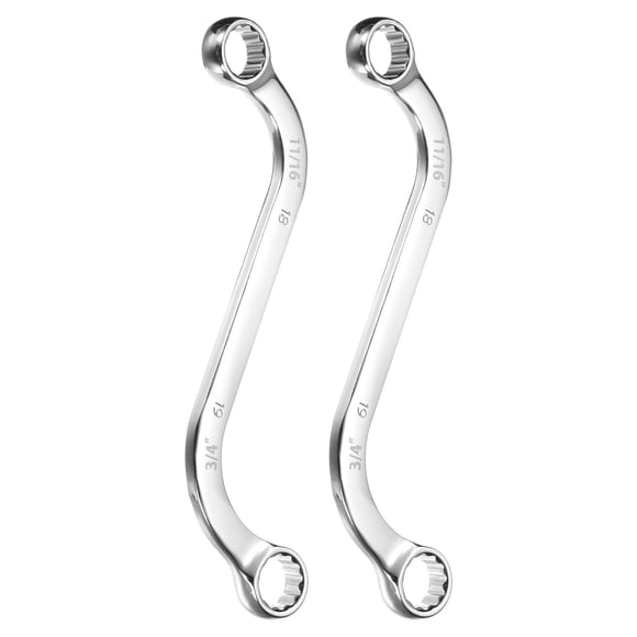 Uxcell Clé à Molette en Forme de S 11/16 Pouces x 3/4 Pouces 12 Points Double Extrémité Lot de 2