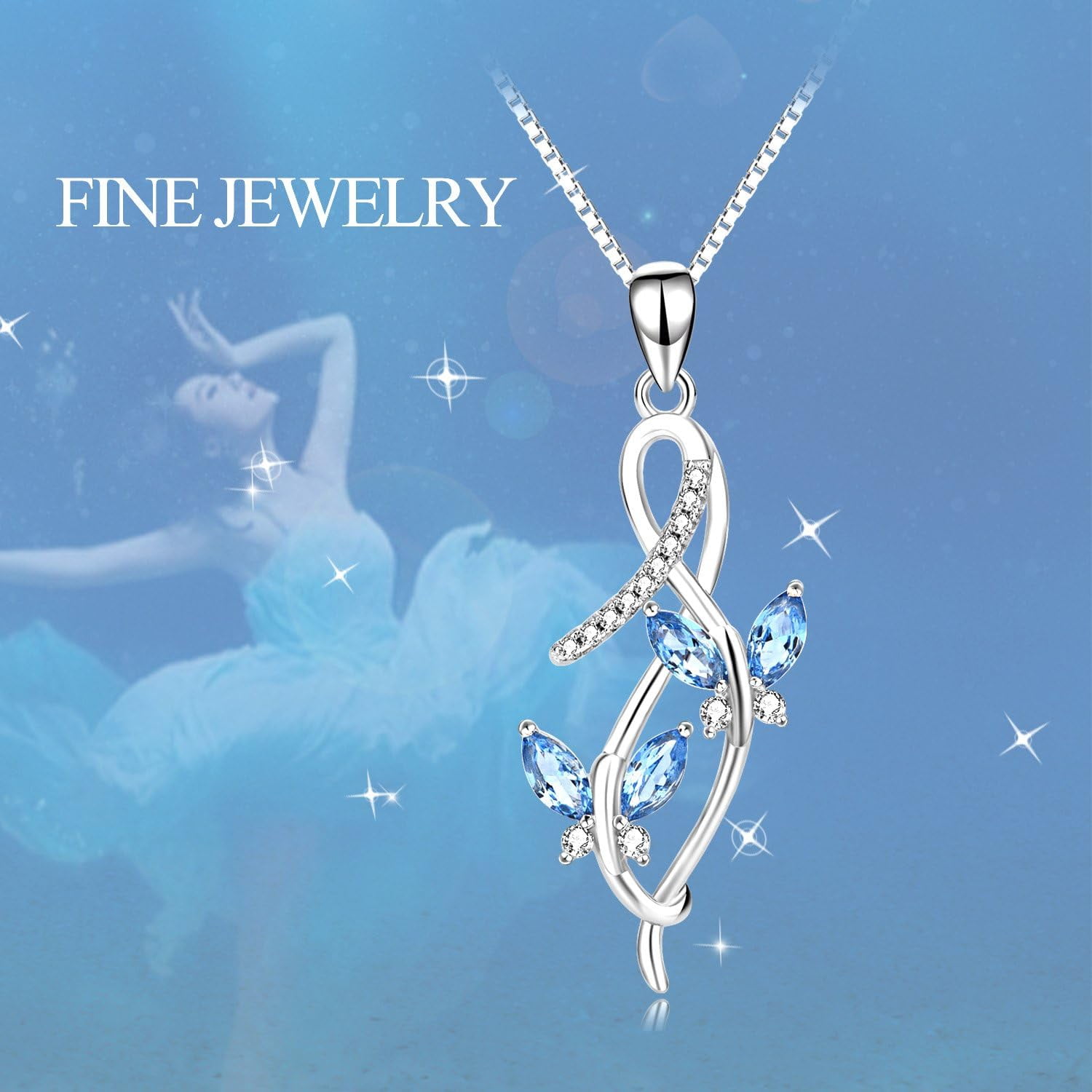 SISGEM Anniversary Jewelry Gifts for Her, 925 Sterling Silver Infinity Butterfly Pendant Necklace with Birthstone Crystal from Austria, Birthday Christmas Jewelry for Women 18 Inches (Gift Box)