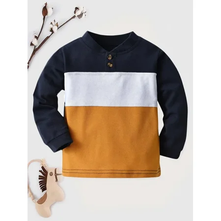 

GEDER-F Boys Long Sleeve Colorblock Sweatshirt Autumn And Winter New