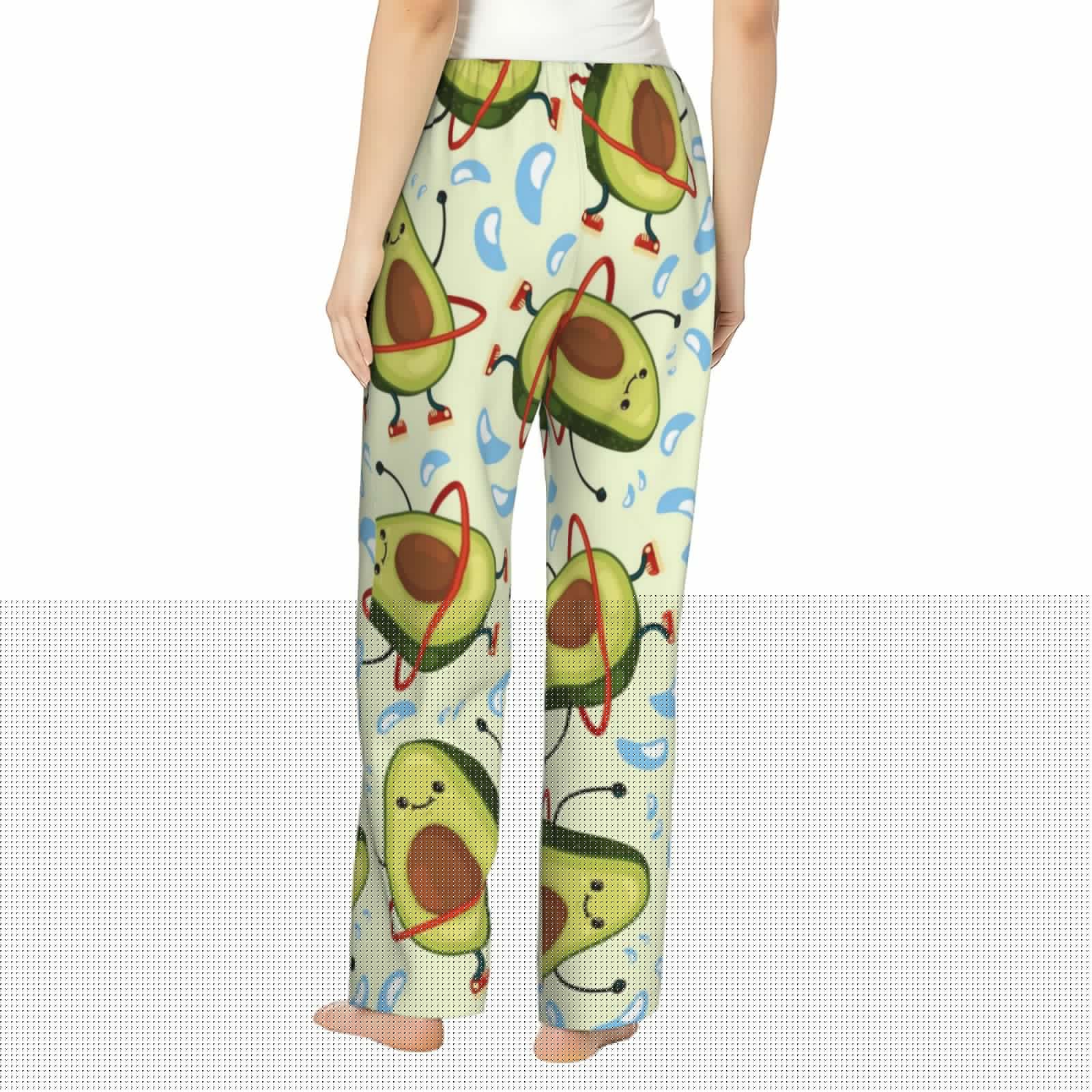 thumbnail image 3 of Uemuo Avocado Doing Sport Pattern Women's Wide Leg Palazzo Lounge Pants with Pockets Light Weight Loose Comfy Casual Pajama Pants-Small, 3 of 9