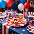 thumbnail image 5 of Nkmbld 25 Pack Patriotic Disposable Dinner Plates, Independence Day Paper Plates Stars Stripes Designs Red White Blue Table Decorations, 5 of 8