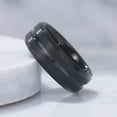 thumbnail image 2 of 8mm Tungsten Ring for Men Black Wedding Bands with Center Groove Beveled Edges Comfort Fit, 2 of 5