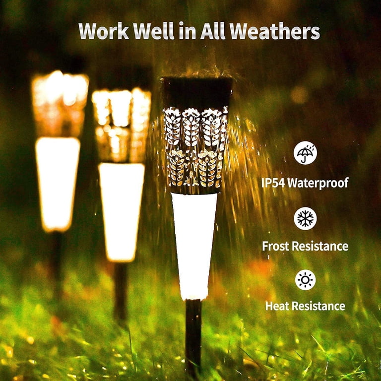 Olycism Solar Pathway Lights 4-Pack – IP65 Waterproof, 3000K Warm Tungsten Glow, Dual Mode, Auto Light Control, Outdoor Garden Decor