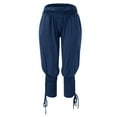 thumbnail image 3 of Gibobby pantalones nieve mujer Mujeres Yoga Sportwear Lace Up Vendaje Sólido Casual Elástico Cintura Pantalones Leggings (Azul, S), 3 of 5