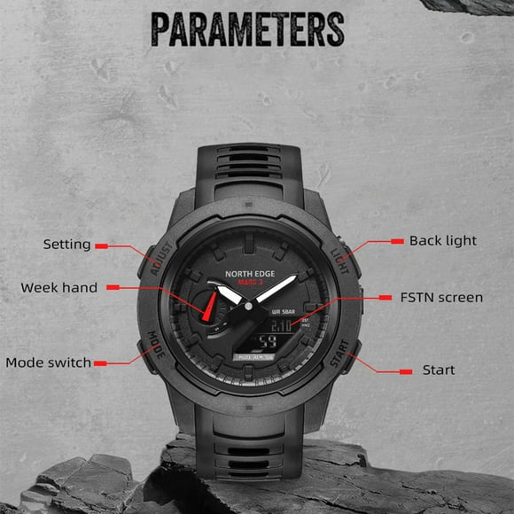 NORTH EDGE Wristwatches,North Men's North Waterproof - Ideal Watch Men Watch North Watch Waterproof With Stopwatch Waterproof Watch Stopwatch Alarm Ideal Watch Alarm - North Wristwatches