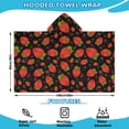thumbnail image 2 of Red Strawberry Plants Fruit Pattern Black Pattern Hooded Bath Towel，60"x35" for Ages 3 To 12 Kids, Quick Dry Lightweight Soft Microfiber Hood Beach Towel Cover Up for Kids, 2 of 7