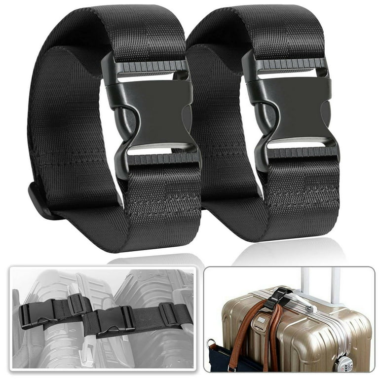 2 Pack Black Short Travel Luggage Straps Easy Adjustable Suitcase Belt Buckle With Hook Walmart