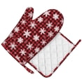 thumbnail image 5 of ZNDUO Non-Slip Cooking Oven Gloves, Snowflakes Buffalo Plaid Art Pattern Oven Mitts and Pot Holders Set, 5 of 8