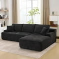 thumbnail image 4 of Cloud Sectional Couch 106" Modern L-Shape Corner Modular Upholstered Sofa with Loveseat Chaise Deep Seat Plush Corduroy Fabric Foam Cushions for Living Room Bedroom (Frame-Free No Assembly Required), 4 of 8