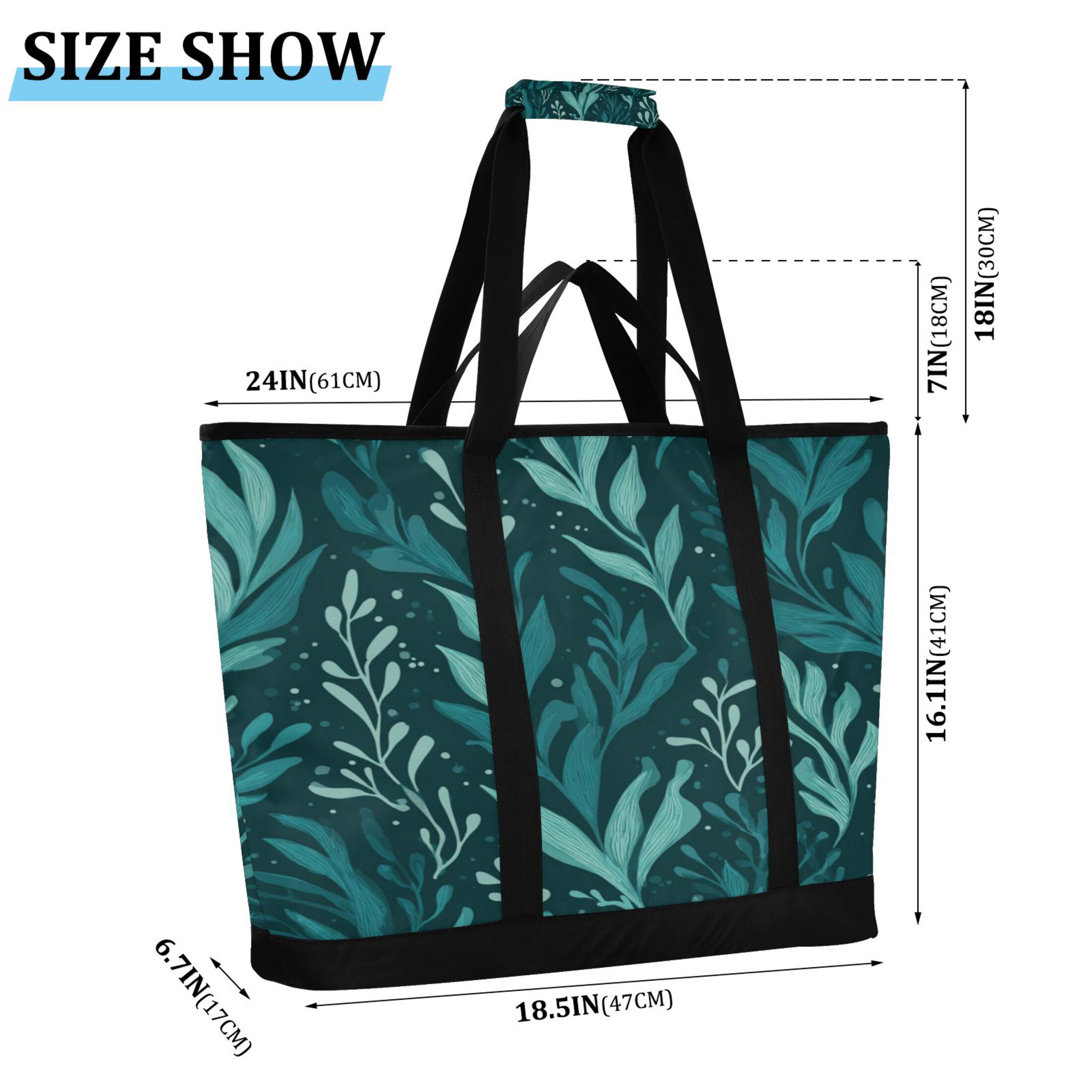 Extra-Large Wide Opening Design Capacity Hand-Held Ice Pack Thickened Insulation Layer For Long-Lasting Cold Retention For Outdoor Shopping Picnics And Camping Seaweed