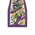 thumbnail image 3 of Iris Carnival Mardi Gras Table Runner, Durable Washable Fabric Material, Suitable for Kitchen Dining Table Decoration, Perfect for Indoor Party Home Use, Festive Table Cover, 72*13in, A, 3 of 7