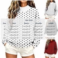 thumbnail image 3 of BangWanChi Women's Polka Dot Crew Neck Sweatshirt Long Sleeve Pullover with Front Pocket Casual Fall Top Wine XL, 3 of 6