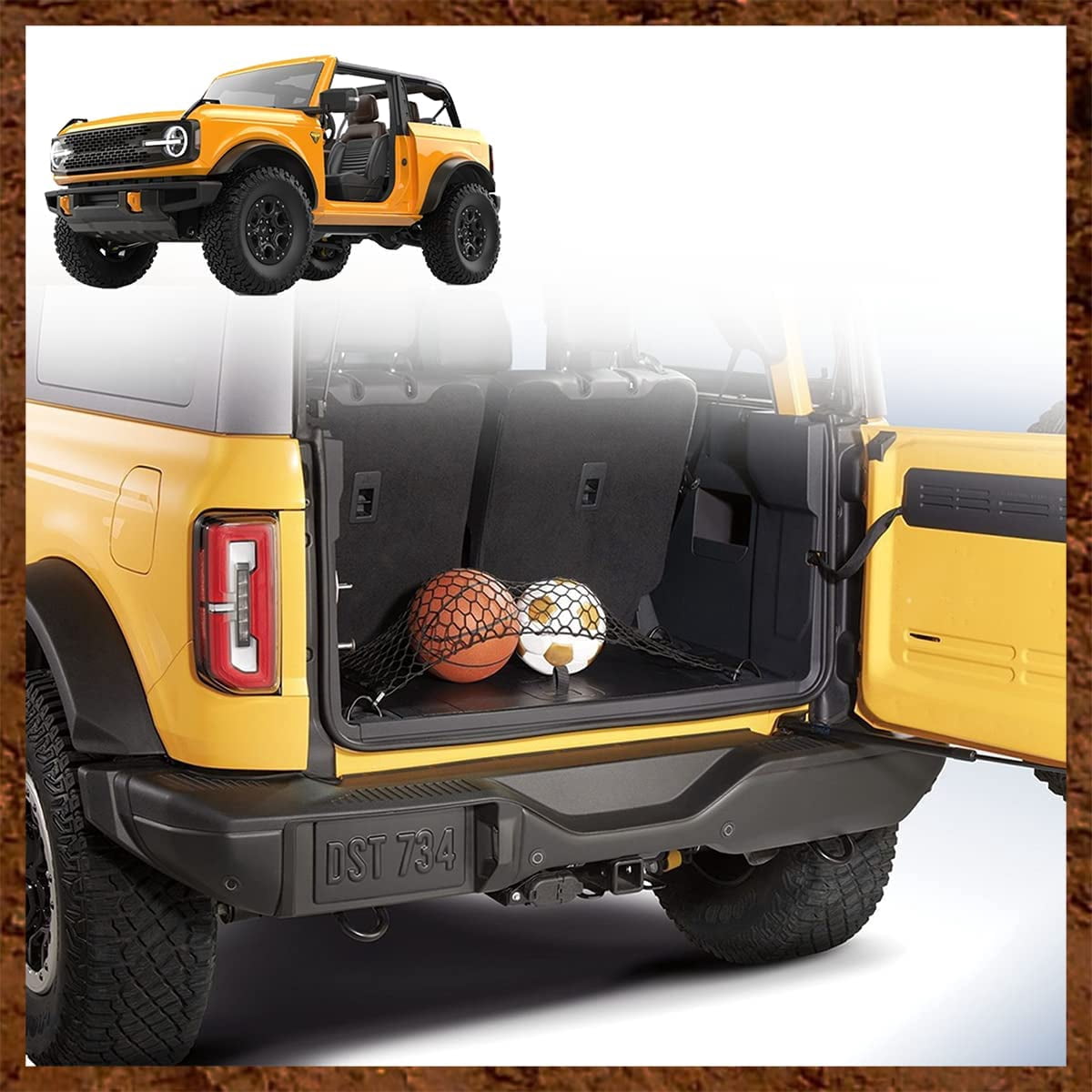 Muslogy for Ford Bronco Cargo Mesh Net Accessories, 4 Door and 2 Door Stretchable Trunk Organizer Cargo Net Elastic