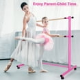 thumbnail image 4 of Gymax Barre de Danse Portable 4 Pieds Autoportante Double avec 5 Hauteurs Réglables Rose, 4 of 10
