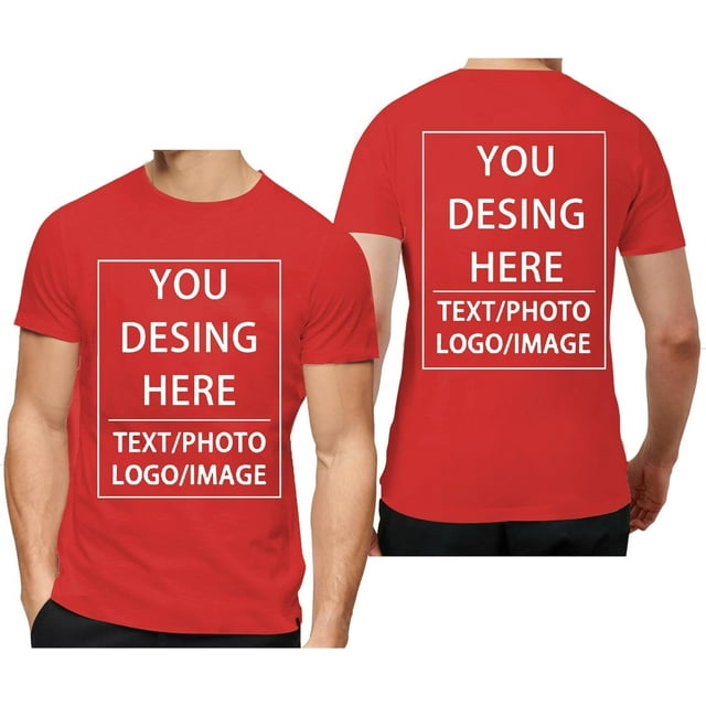 Custom T Shirts for Men Custom T Shirts Design Your Own Personalized T Shirts Customized Tee Gifts Add Photo Logo Text, Red, Small
