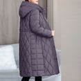 thumbnail image 4 of Womens Long Puffer Coat Lightweight Diamond Quilted Slim Full Zipper Hooded Long Sleeve Parkas, 4 of 7