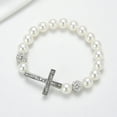 thumbnail image 2 of ZPAQI Nice Cross Bracelets Imitation Pearl Bead Bracelet Jewelry Decor Gift for Women, 2 of 7