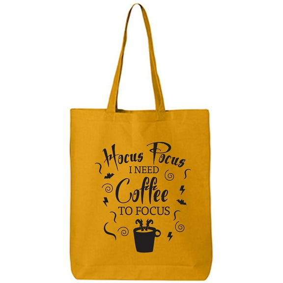 Hocus Pocus I Need Coffee Cotton Canvas Tote Bag