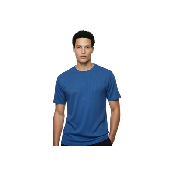 Men Dressy T-Shirt  Log-In Uomo Crew Neck Silky Short Sleeves 218 Royal blue