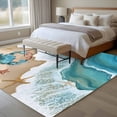thumbnail image 5 of Rectangle Area Rug 6x9ft,Summer Beach Crab Starfish Washable Carpet Non-Slip Runner Accent Rugs Indoor Floor Mat for Bedroom Living Room Decor,Blue Ocean Gradient Water Ripple, 5 of 9