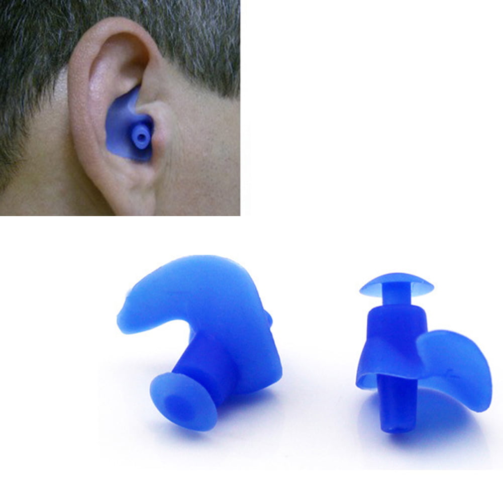 Soft Silicon Ear Plugs & Case Travel Swimming Earplug with String Cord 1Pair 