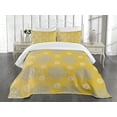 thumbnail image 3 of Ambesonne Yellow Quilted Bedspread Set 3 Pcs, Bohemic Flowers, Queen Size, Blue Grey Marigold, 3 of 5