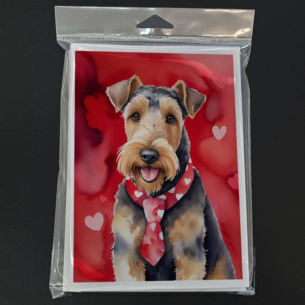 Airedale Terrier My Valentine Greeting Cards Pack of 8 7 in x 5 in