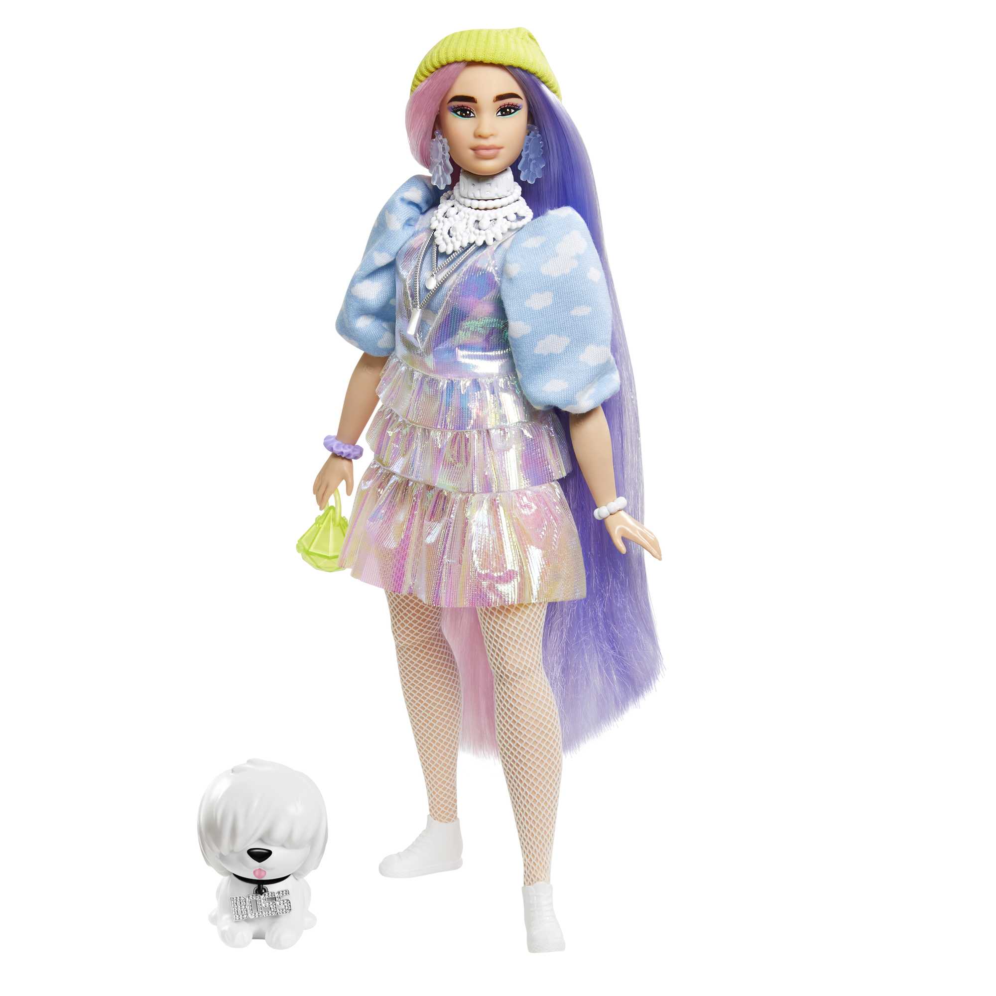 Barbie Extra Fashion Doll with Shimmery Look, Pink & Purple Fantasy Hair, Accessories & Pet - image 7 of 8