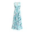 thumbnail image 5 of Womens Maxi Dresses Flowy Ruched Floral Print Boho Dress Wrap V Neck Sleeveless Sundress Elegant Formal Party Wedding Guest Dresses Beach Vacation Outfit, 5 of 8