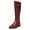 Red, variant on FSJ Women Classic Knee High Riding Boots Round Closed Toe Stacked Low Heel Side Zip Buckle Stretch Fall Winter Long Boots Shoes Size 8 Blue