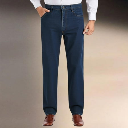 MHFRRA Mens Bootcut Jeans Men s Autumn Straight Leg Loose High Waist Casual Style Jeans Size 36